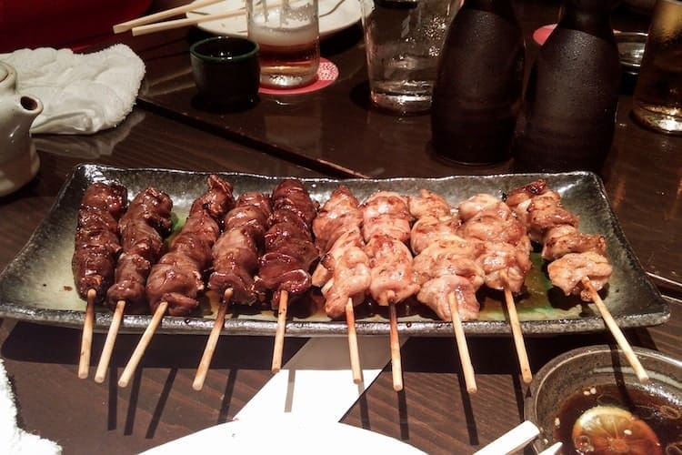 Yakitori plate in a Japanese restaurant